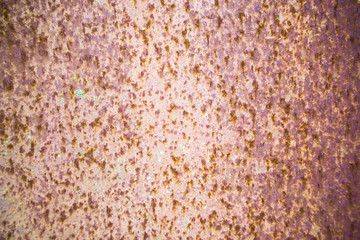 Old corroded metal wall background with flaky blue green paint .Rusty flaky cracked metal...