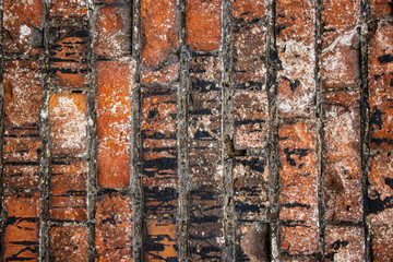 Black and Orange brick wall surface background texture