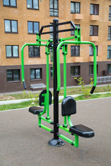 Power trainer for hand muscles made of metal on the Playground in the city outdoors. Sport is a healthy lifestyle Hobby.