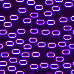 Neon seamless pattern with 80s style shapes and glowing purple