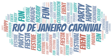 Rio De Janeiro Carnival word cloud vector made with text only.