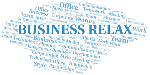 Business Relax word cloud. Collage made with text only.