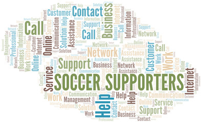 Soccer Supporters word cloud vector made with text only.