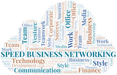 Speed Business Networking word cloud. Collage made with text only.
