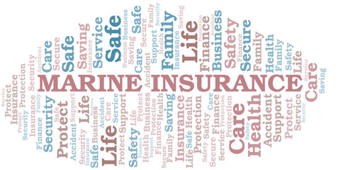 Marine Insurance word cloud vector made with text only.