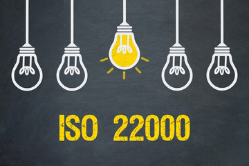 ISO 22000 / Tafel mit Glühbirnen