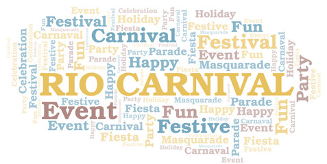 Rio Carnival word cloud vector made with text only.