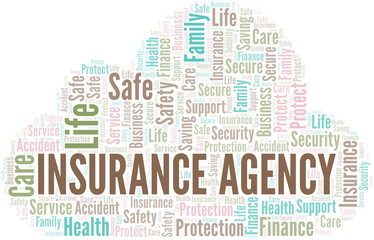 Obraz premium Insurance Agency word cloud vector made with text only.