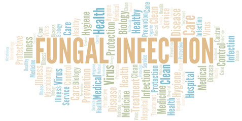 Fungal Infection word cloud vector made with text only.