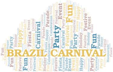 Brazil Carnival word cloud vector made with text only.