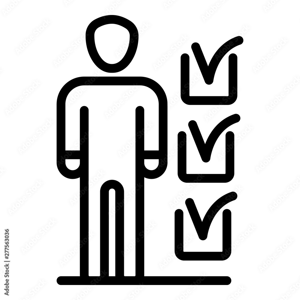 Poster man donate checklist icon. outline man donate checklist vector icon for web design isolated on white