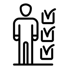 Man donate checklist icon. Outline man donate checklist vector icon for web design isolated on white background