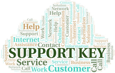 Obraz premium Support Key word cloud vector made with text only.