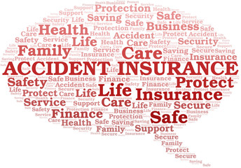 Accident Insurance word cloud vector made with text only.