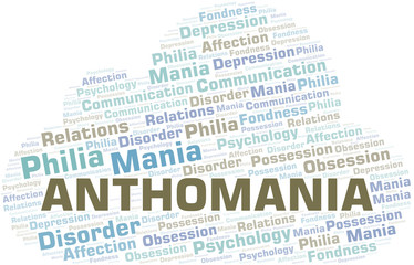 Obraz premium Anthomania word cloud. Type of mania, made with text only.