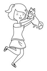 Girl with cat cartoon design