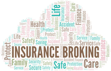 Insurance Broking word cloud vector made with text only.