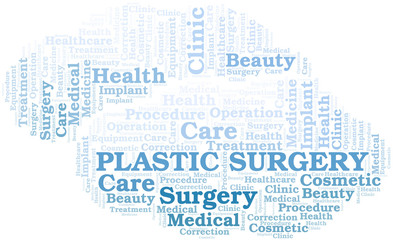 Plastic Surgery word cloud vector made with text only.