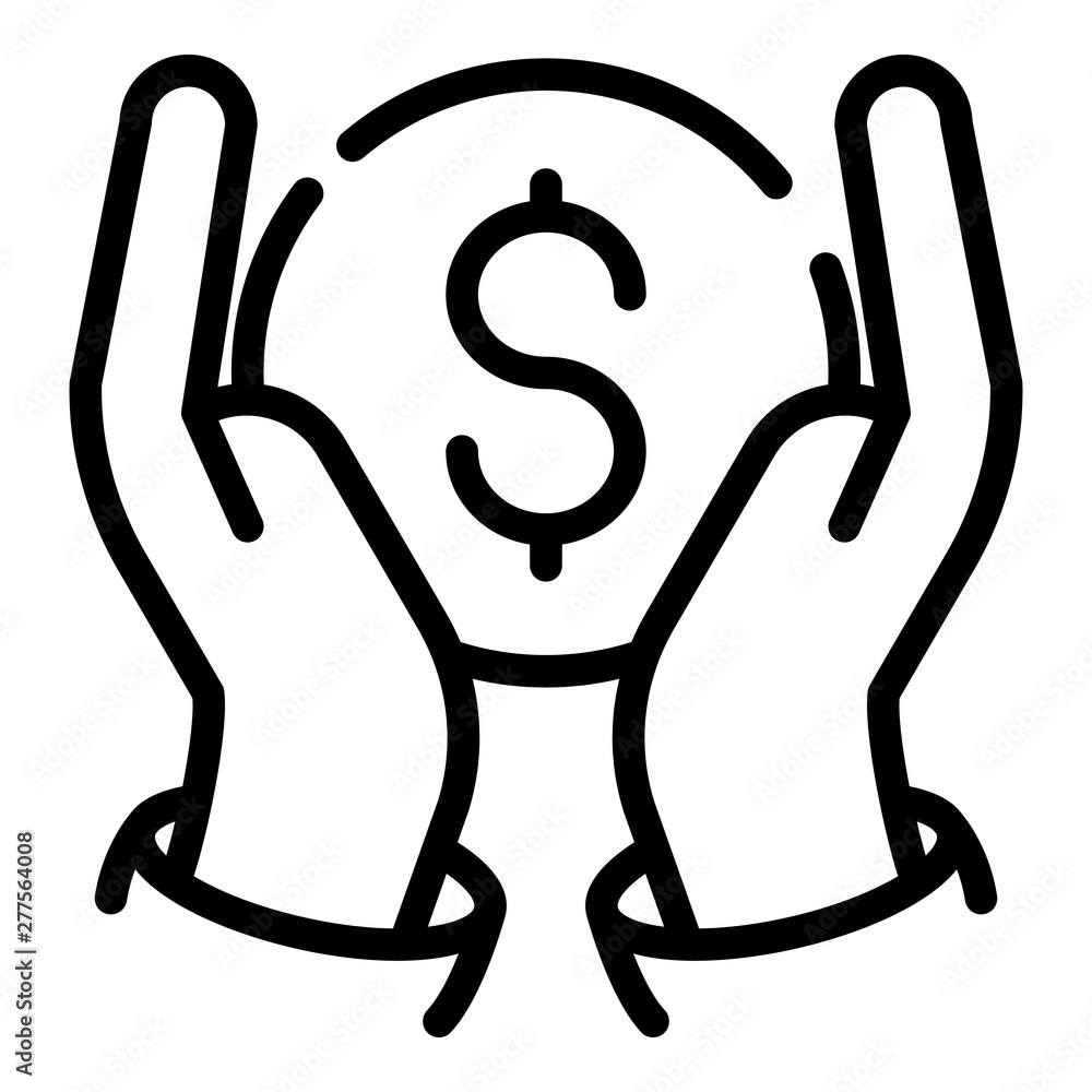 Aufkleber hand keep coin icon. outline hand keep coin vector icon for web design isolated on white background