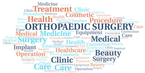 Fototapeta premium Orthopaedic Surgery word cloud vector made with text only.