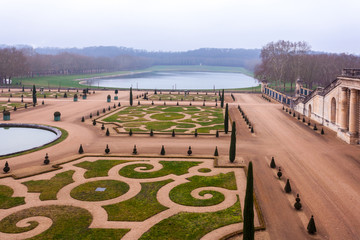 Beautiful Garden in a Famous Palace of Versailles (Chateau de Versailles), France.