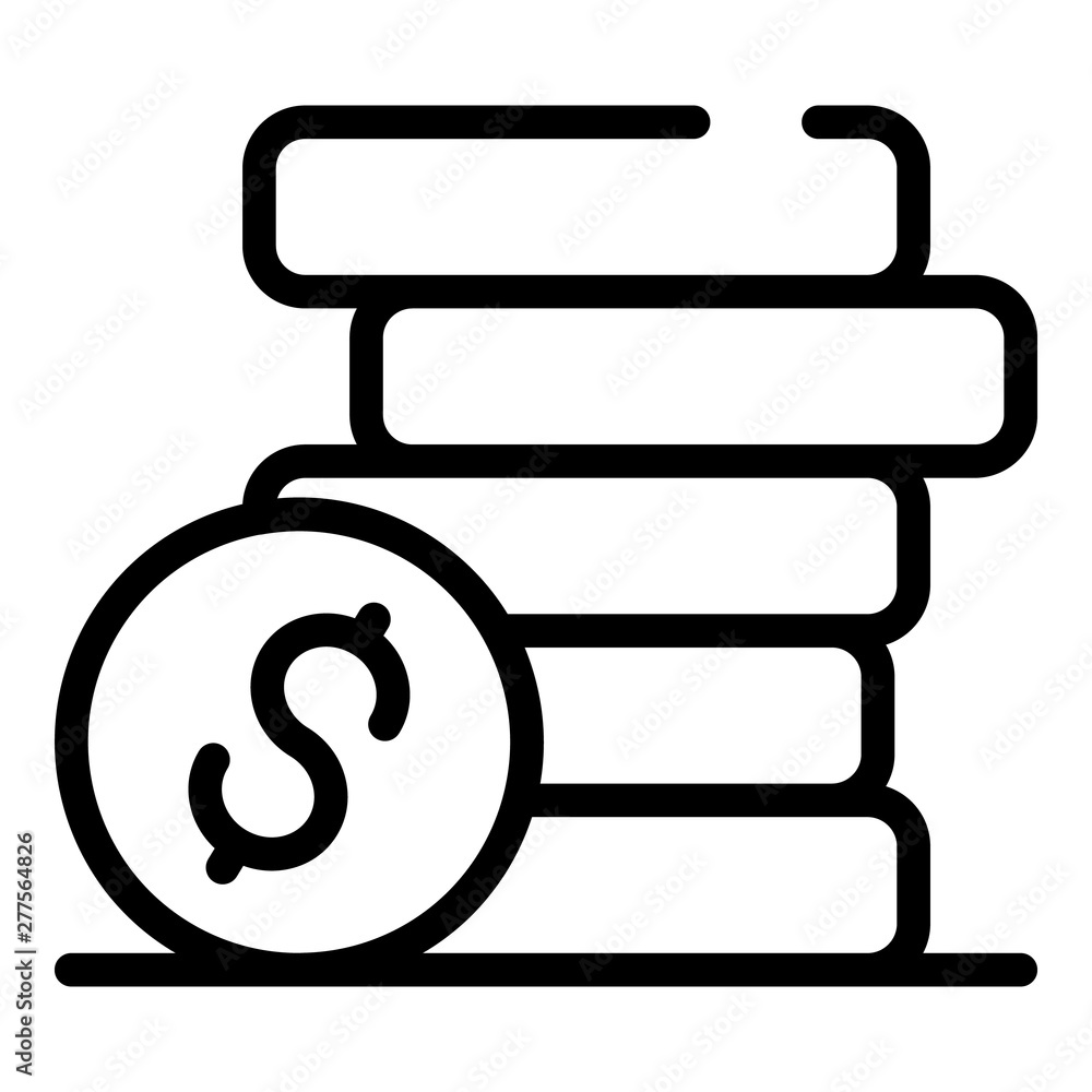 Poster Dollar coin stack icon. Outline dollar coin stack vector icon for web design isolated on white background