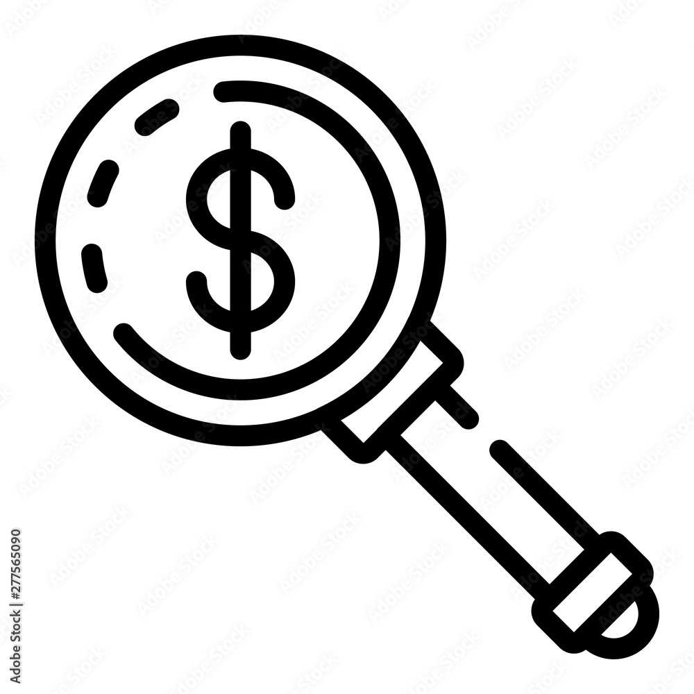 Wall mural dollar magnify glass icon. outline dollar magnify glass vector icon for web design isolated on white