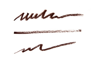 Brown color Cosmetic pencil strokes on background. - Image