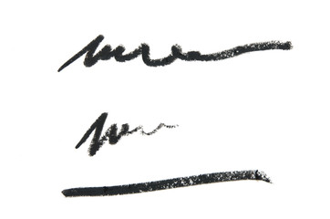 Black color Cosmetic pencil strokes on background. - Image