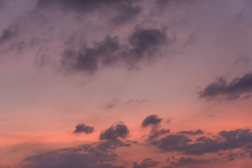 Beautiful purple clouds on the summer evening sky