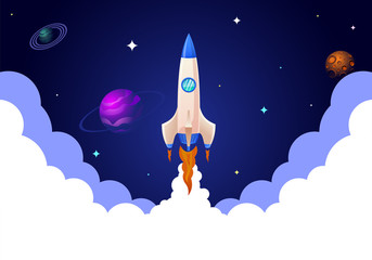 Rocket launch in space and smoke