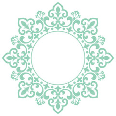 Decorative frame Elegant vector element for design in Eastern style, place for text. Floral green border. Lace illustration for invitations and greeting cards