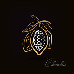 Chocolate logo/sign design. Cacao beans illustration. Vector image.