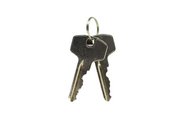 Two keys on a white background with clipping path.