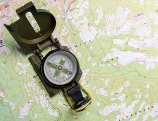 A compass on a map