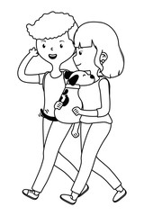 Couple of boy and girl with dog design