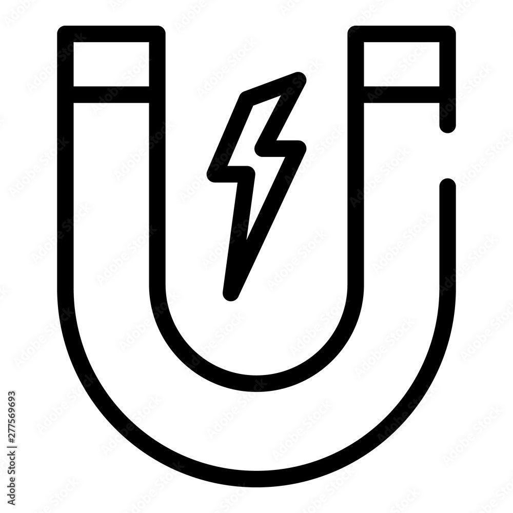 Poster magnet with lightning icon. outline magnet with lightning vector icon for web design isolated on whi