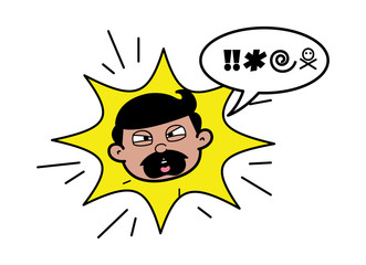 Shouting Face - Indian Cartoon Man Father Vector Illustration