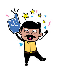 Cheering Up in Excitement - Indian Cartoon Man Father Vector Illustration