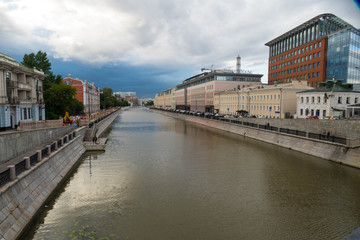 Moscow River in the summer in the center, Russia