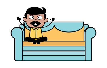 Raising Hands and Cheering - Indian Cartoon Man Father Vector Illustration