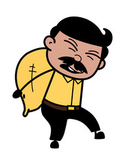 Carrying Heavy Load - Indian Cartoon Man Father Vector Illustration
