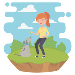 Girl with dog cartoon design