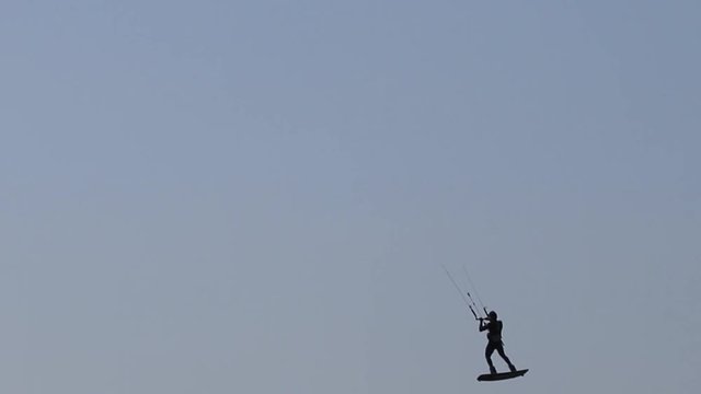 Kiteboarder jumping