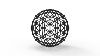 3d rendering of a geodesic phere wireframe isolated in white background