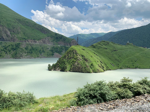Russia. North Ossetia - Alania. Reservoir of Zaramag HPP in Kassar gorge