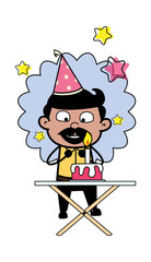 Celebrating Birthday - Indian Cartoon Man Father Vector Illustration