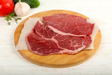 Raw beef steak