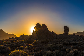 Sunset from the rock Cinchado in Tenerife