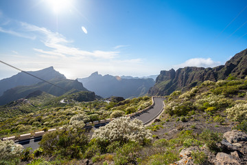 Naklejka premium Masca high mountain road, curves and curves